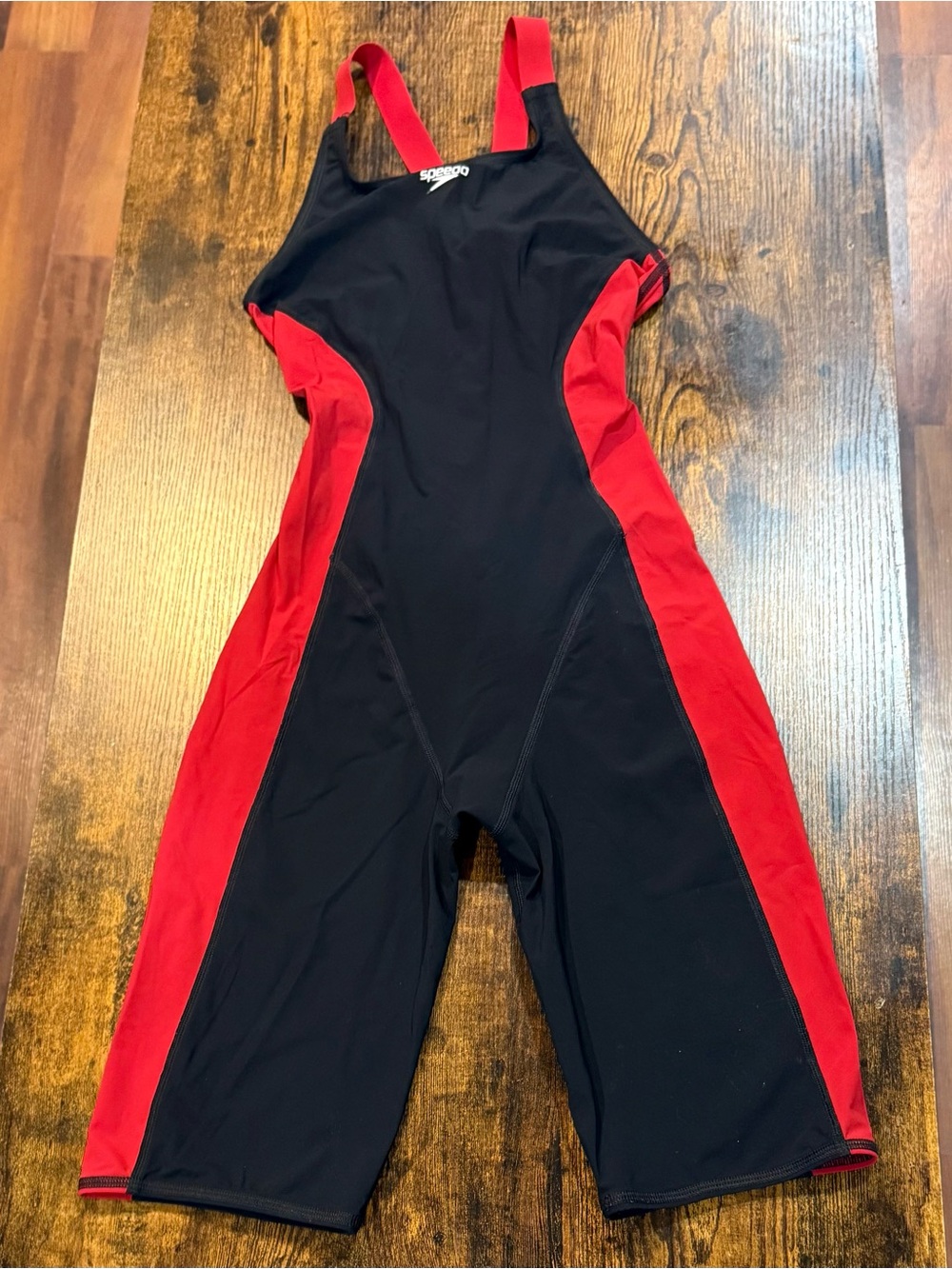 Speedo Womenâs Black Red Kneeskin Competition Swimsuit Racing Suit Size Medium?